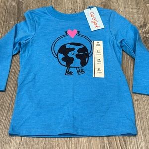 New Cat & Jack Shirt Long Sleeve 2T Earth Heart Girls C30